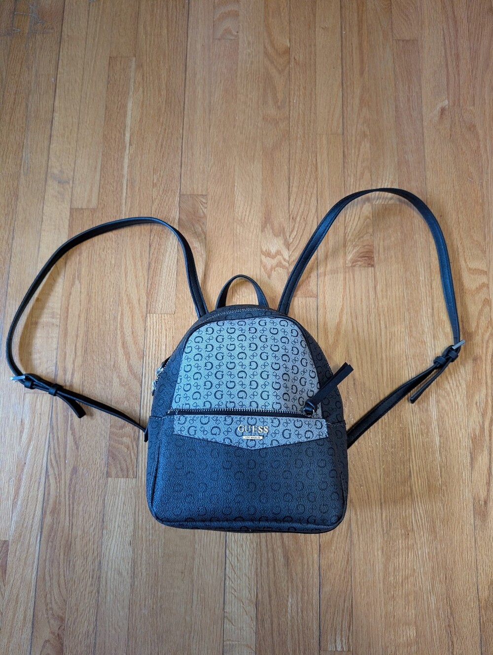 GUESS Los Angeles Monogram Mini Backpack - Grey & Black